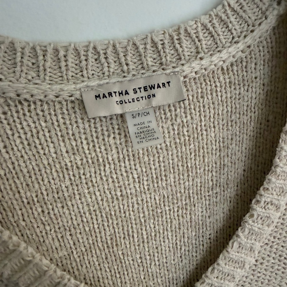 H4 Martha Stewart Collection Oatmeal Beige Knit V-Neck Sweater Vest Sleeveless S - Picture 4 of 5